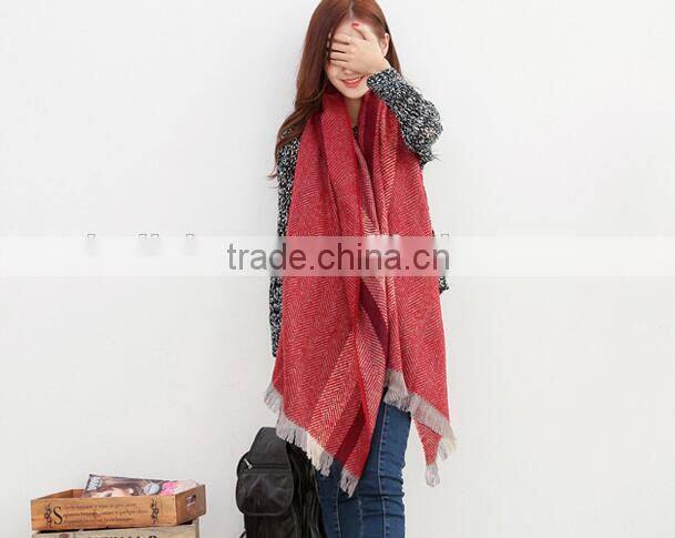 New Arrival Winter Ladies Fashion Fringe Tassel Chervon Pattern Russian Shawls Scarf