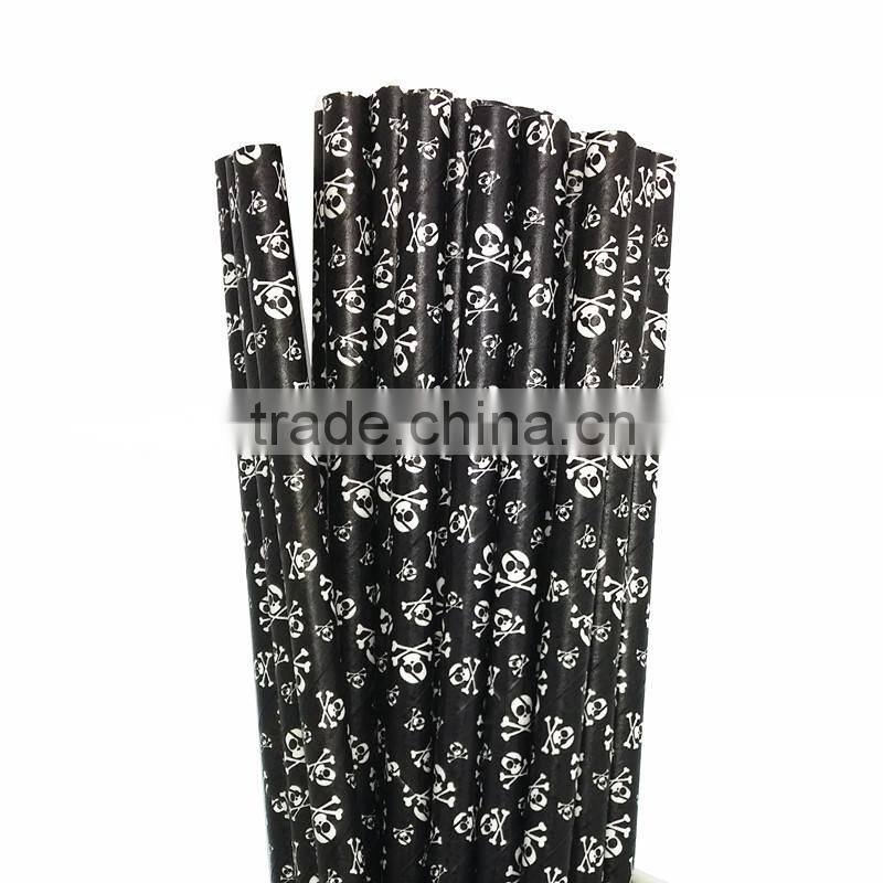 Pumpkin Color Bat Halloween Paper Drinking Straws