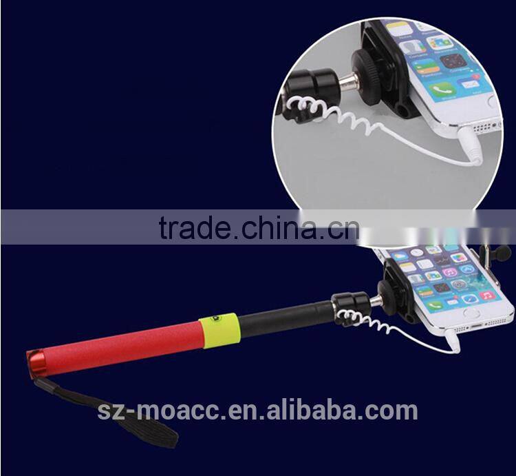 Without battery and bluetooth handheld wired selfie stick