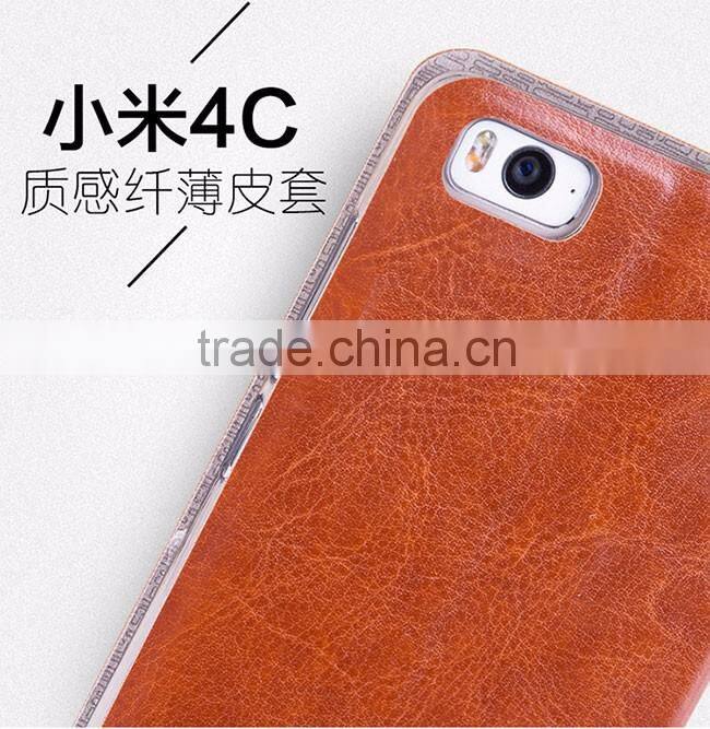 Original MOFI Luxury Rui Series Slim PU Leather For Xiaomi Mi 4C Stand Flip Leather Cover Phone Bag For XiaoMi 4C TB-0123