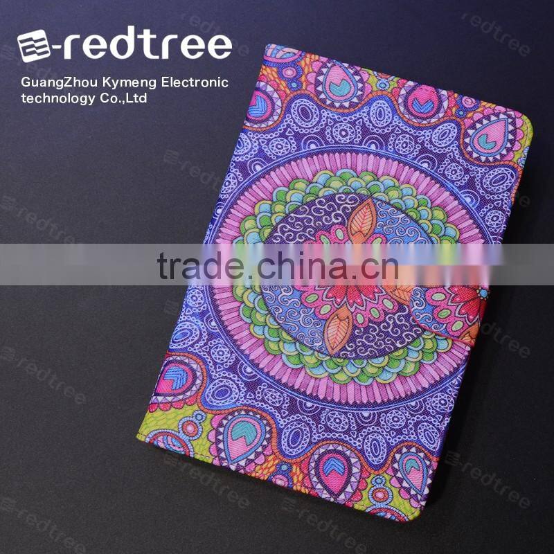 flower printing with good quality pu leather standing cover case for tablet