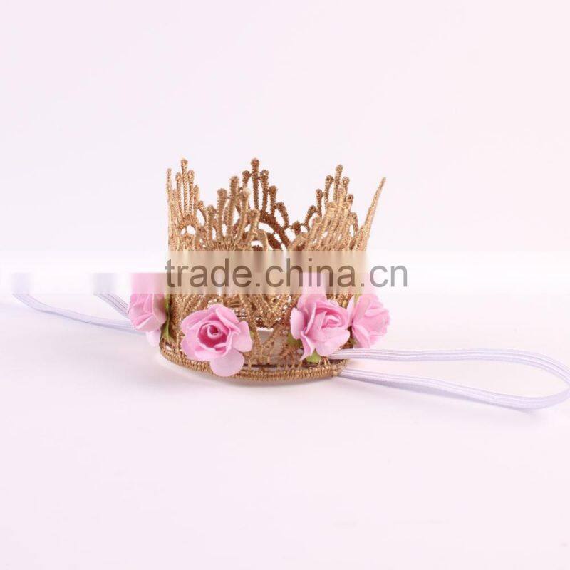 Hot-sales kids large crown Headband colorful crown flower headband wh-1795