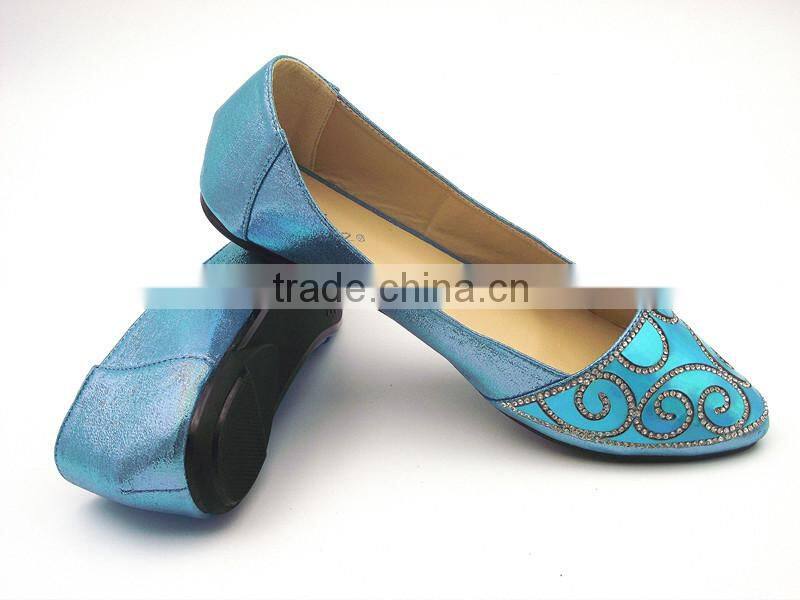 new fashion shining flower with diamond lady flat shoe dress shoes in stock