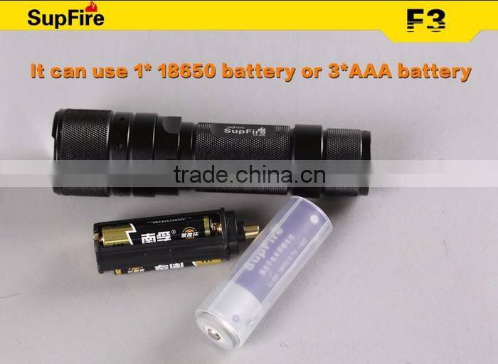 Supfire F3-XPE Rechargeable Flashlight or AAA Battery Led Zoom Torch