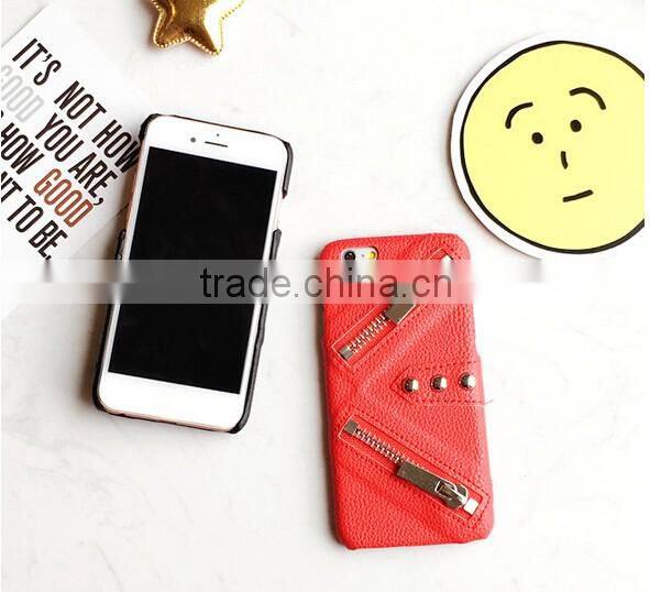 Zipper for Iphone 6 accessories case for iphone 6 PU Leather Back Cover