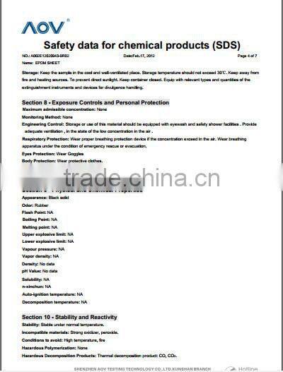 membrane sheet epdm rubber anti aging 1/32" 3/32" 1/8" China rubber manufacturer