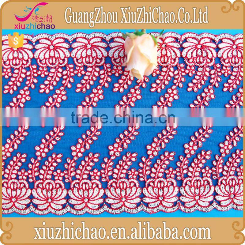 T0520-1China supplier fashion OEM design corded lace trim floral voile saree border