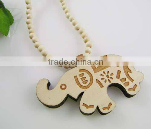 elephant wood pendant necklace for wholesale