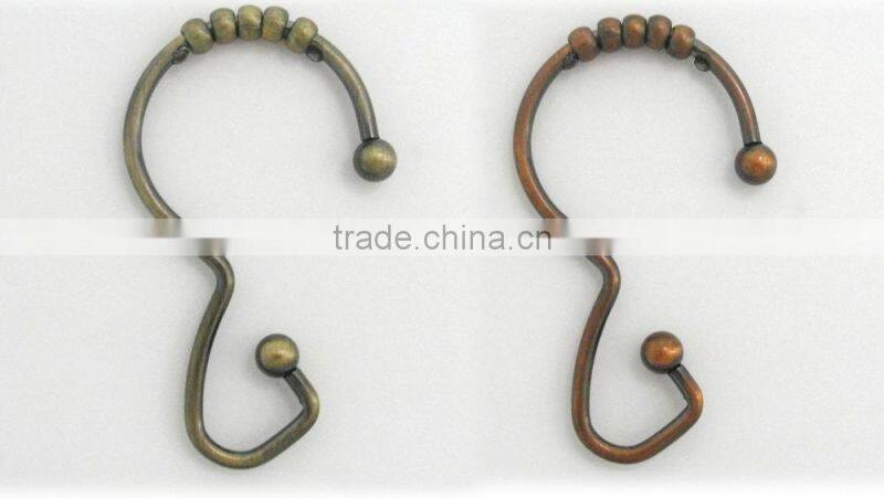 100% metal shower curtain hooks/304 stainless steel curtain hooks
