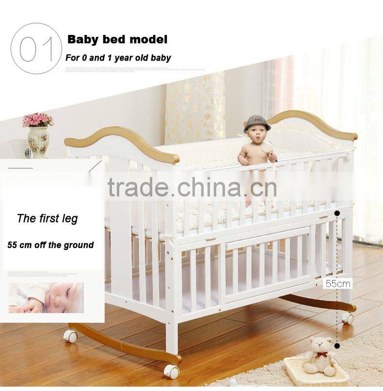 Eco-friendly Wood Multifunction Wooden Baby Cribs Pine Wood Baby Bed