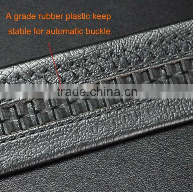 Both side cowhide leather black color elasticated belt