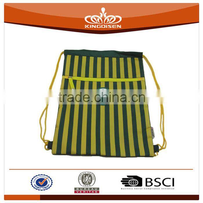 2015 recyclable used stripe drawstring bag