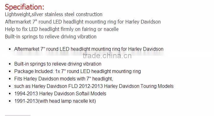 Mounting Bracket Ring 7 Inch Round Mount Brackets Motorcycle Adapter for Harley Davidso-n 7" LED Headlight