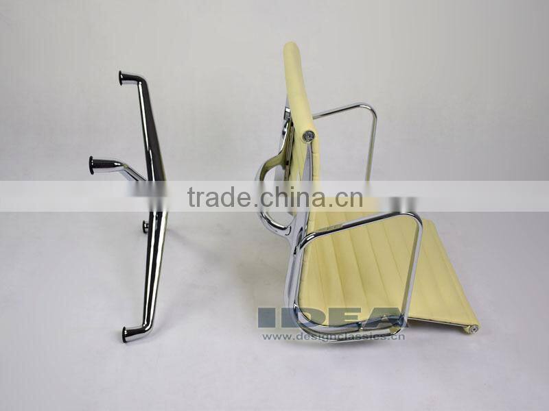 Replica Charles Low Back Ribbed meeting Chair - Cream White Color Genuine Leather