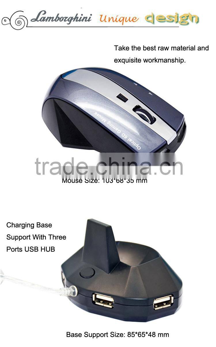 Promotion gift rechargeable wireless mouse with usb hub