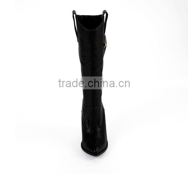 top-quality real leather black women over knee boots