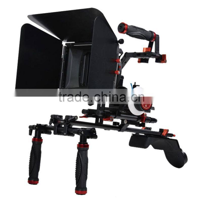 SUNRISE DSLR Shoulder Stabilizer Kit+ Matte Box+ C shape Handle+ Follow Focus for DSLR HDSLR