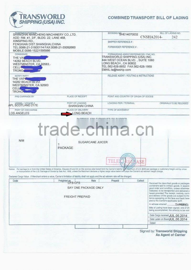 4000L/H industrial electric sugarcane juice extractor