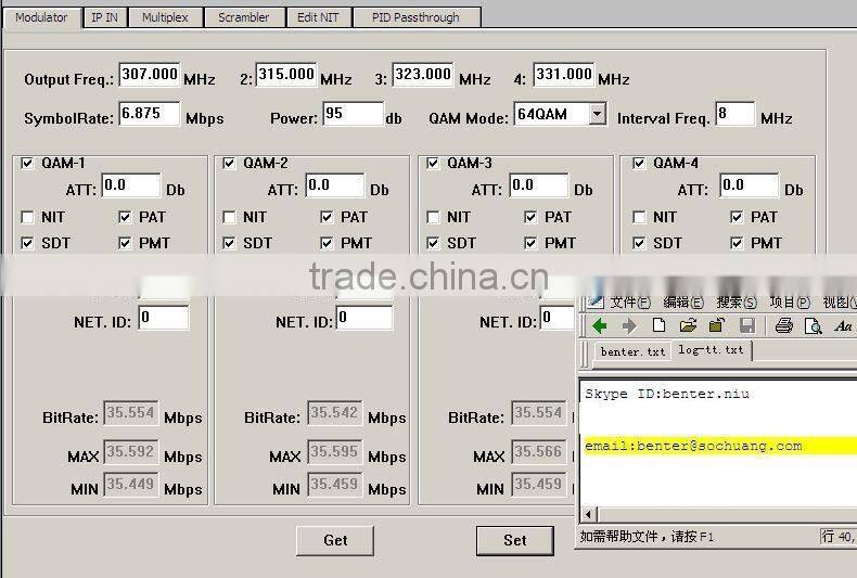 IP scrambler QAM modulator (TS IP/multicast gigabit in,4*DVB-C RF out)