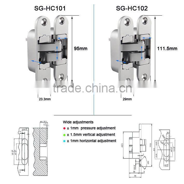 180 degree concealed hinges for folding doors