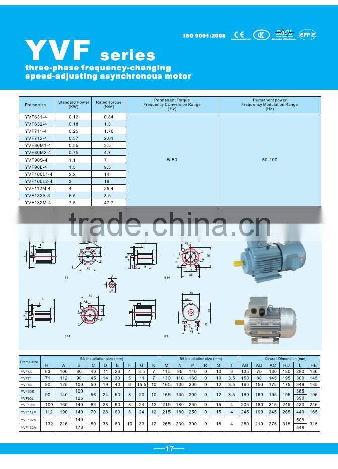 YVF Series frequency-changing speed-adjusting vibrator motor
