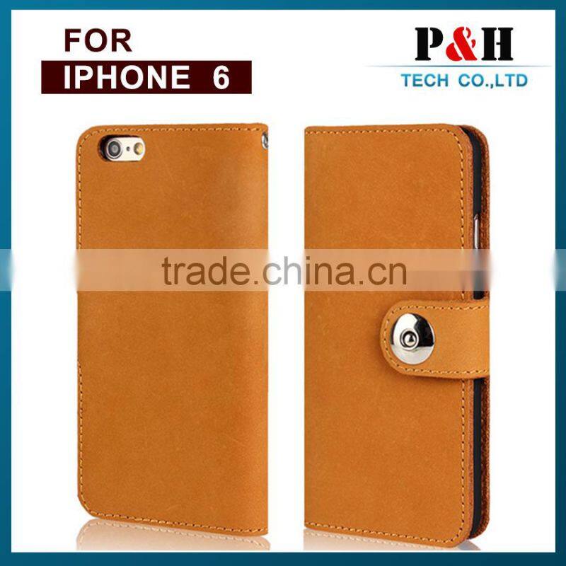2015 New arival high class alibaba express for iphone 6 genuine leather flip case , 100% real leather wallet case for iphone 6