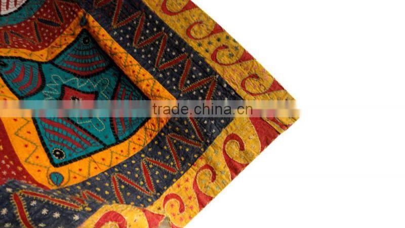RTHBC-2 Cutwork Embroidered Patchwork Designer handmade kantha stitching queen size bed covers manufacturers and supplier