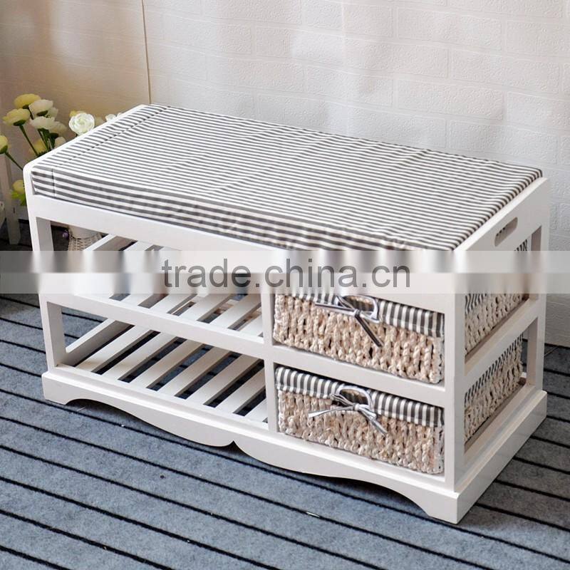 Cheap White Wood Bench Furniture With Shoe Rack