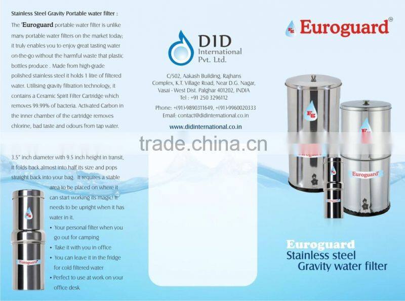 PORTABLE TRAVELLING STAINLESS STEEL WATER FILTER