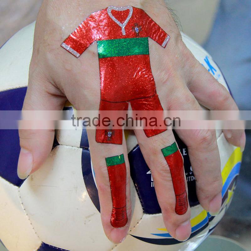 New Arrival glliter CMYK soccer uniform for hands wholesales tattoo sticker