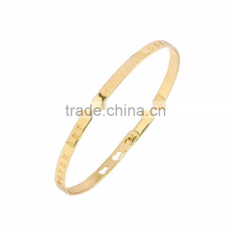 Memories Bangles with Customize Design Word 'NEVER LET GO OF YOUR DREAM' with 4mm/7mm Width