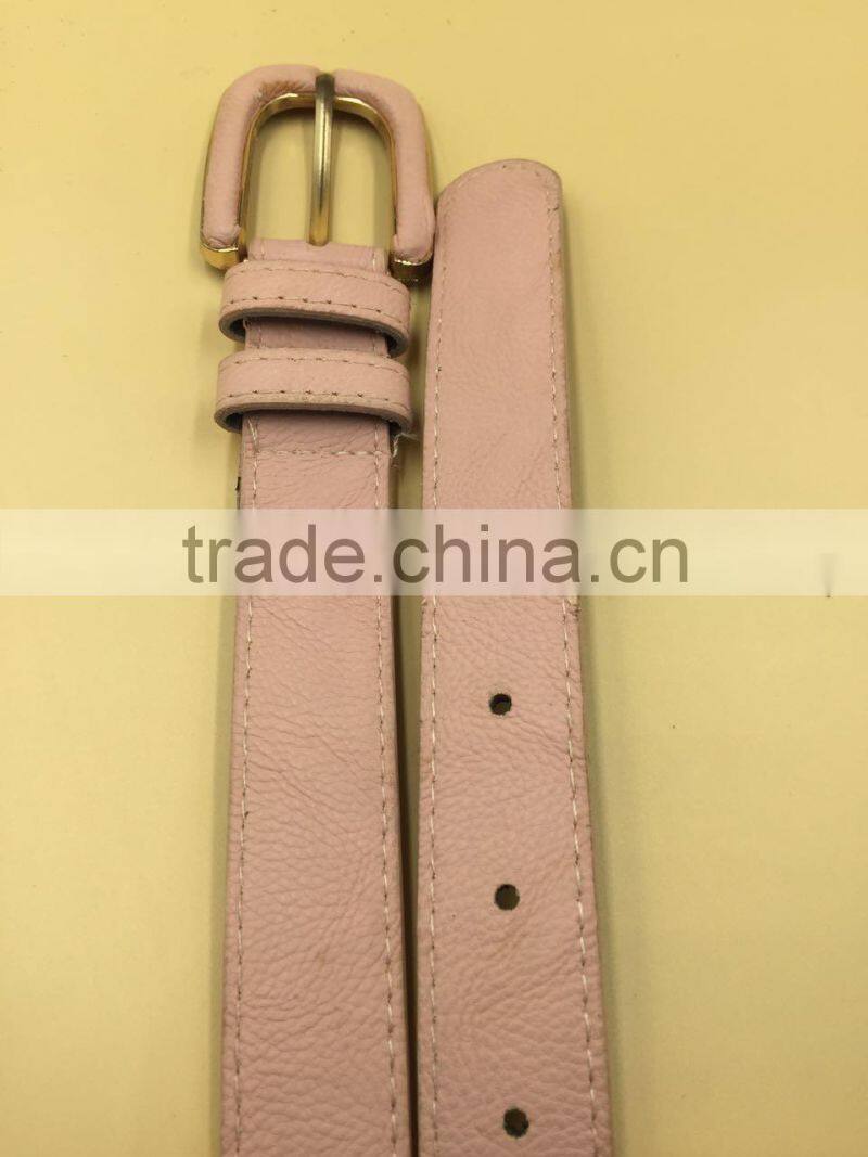 Covered button buckle belt with stitching