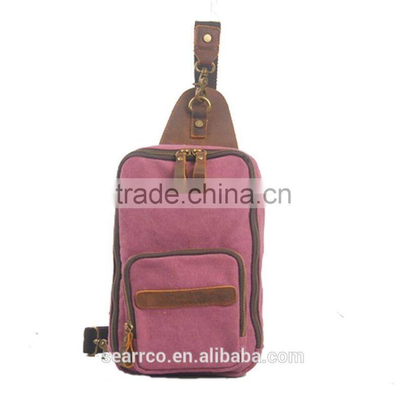 Customized men casual cross body sling canvas chest shoulder bag in china