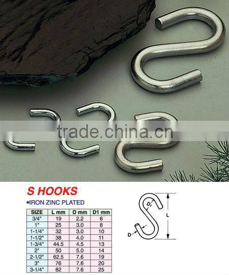 Rigging Hardware S-Hook Zinc Plated