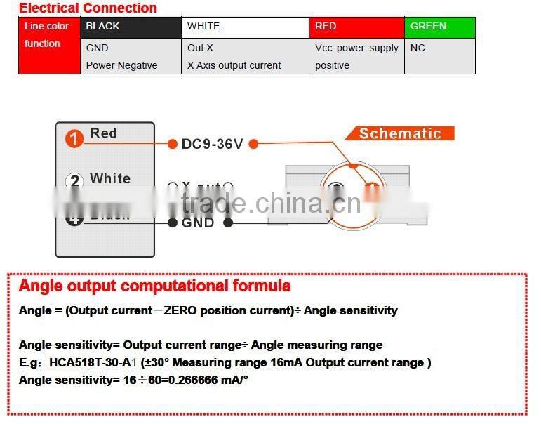 HCA518T Single axis High Accuracy Analog Output Type Level Sensor With Stable Data