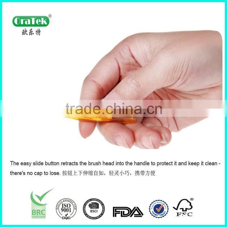 hand push interdental cleaning brush with button