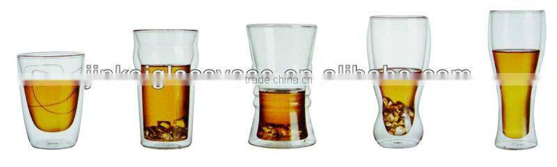 Top sale double wall glass drinkware cola glass brandy cup