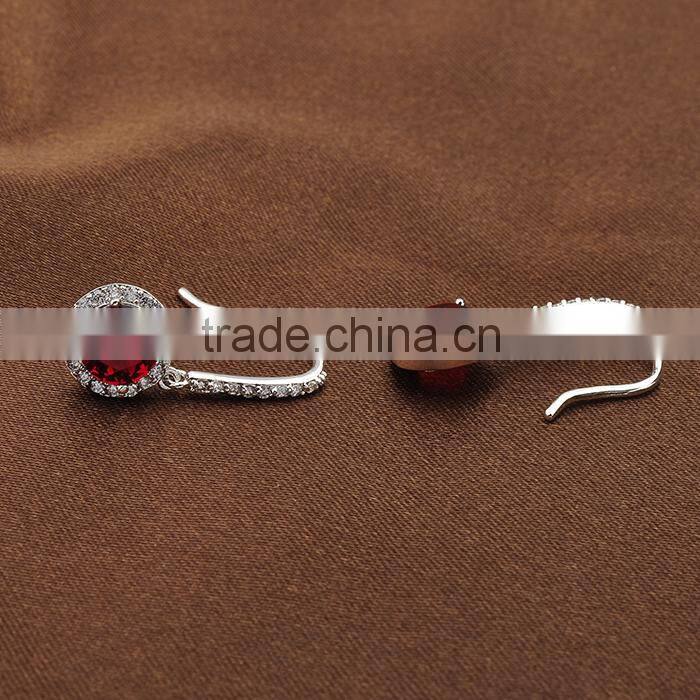 Jewelry Fashion Crystal Drop Ruby Earrings