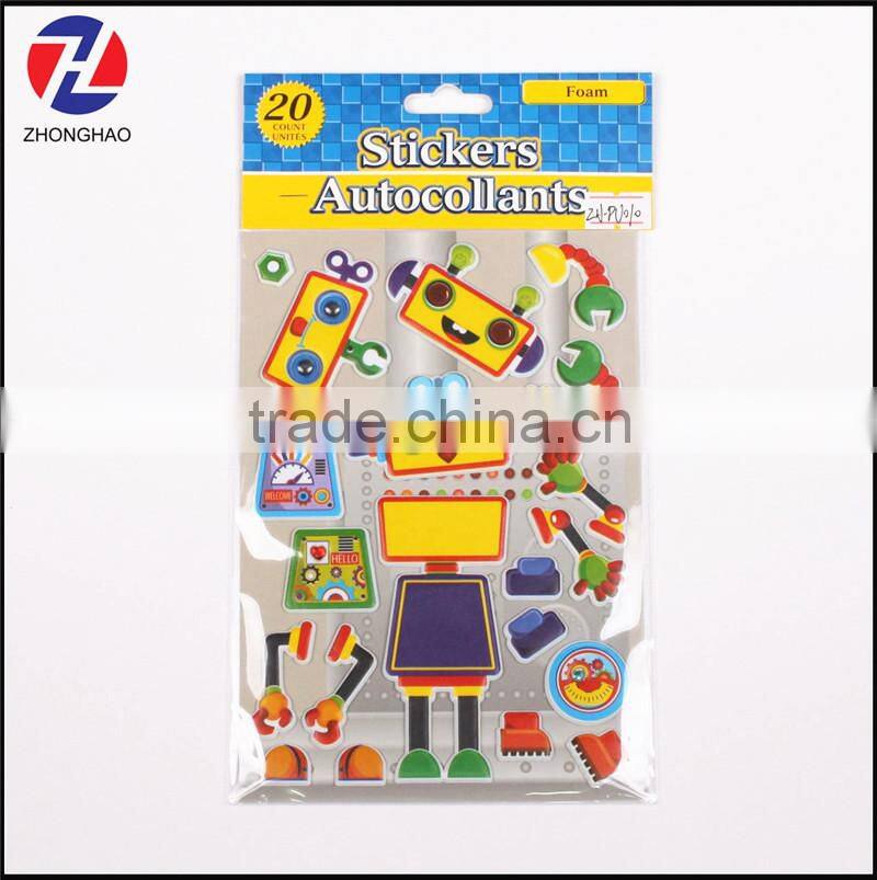 Promotional wholesale custom dress up monkey puffy sticker
