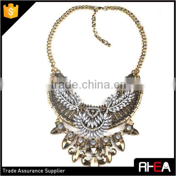 Boho Style Tibet Silver Feather Shape Alloy Necklace,Turkish Indian Alloy Necklace Statement Necklace