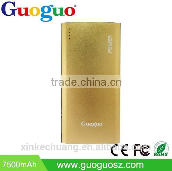 Guoguo promotion polymer aluminium metal 2000mAh thin portable power bank for iphone7