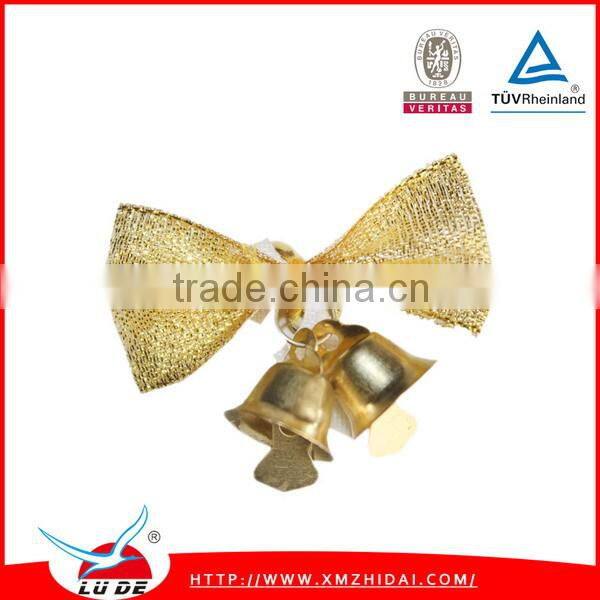 wholesale satin ribbon bow with bell for Christmas packing