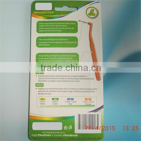 "L" style Interdental Brush Picks SSS, SS, S, M, China manufacturer, OEM offered