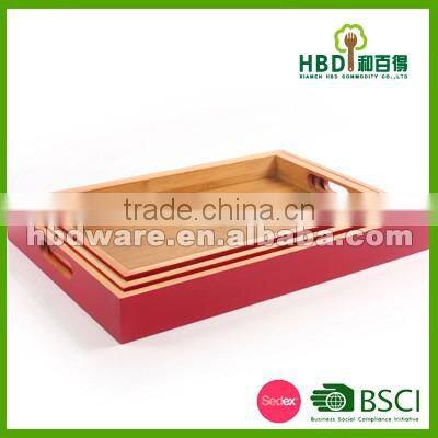 High quality Wood serving tray with color painting for hotel