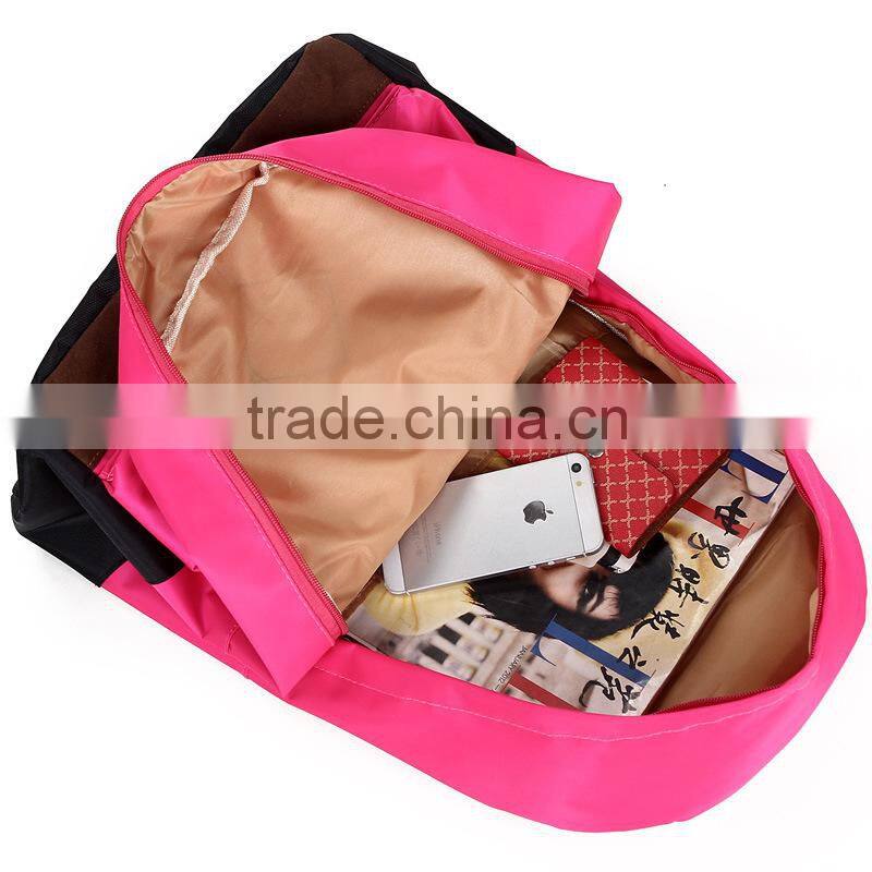 double shoulder pink backpack nylon waterproof school bag