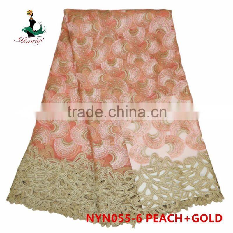 Haniye 2016 wholesale african tulle lace fabrics/net lace fabrics for party/NYN55