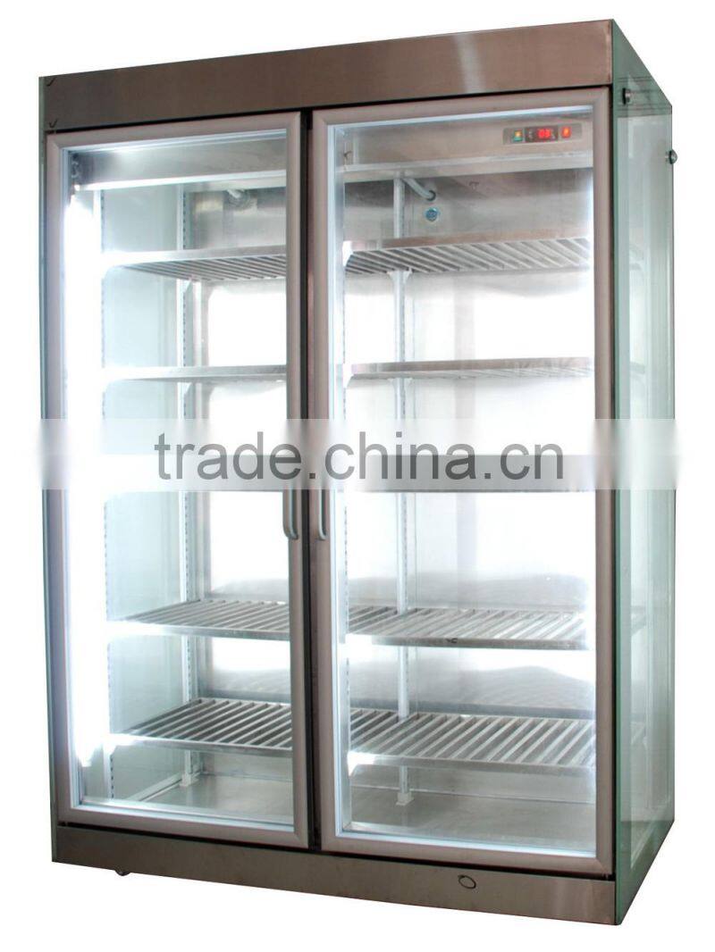 double glass doors display refrigerator