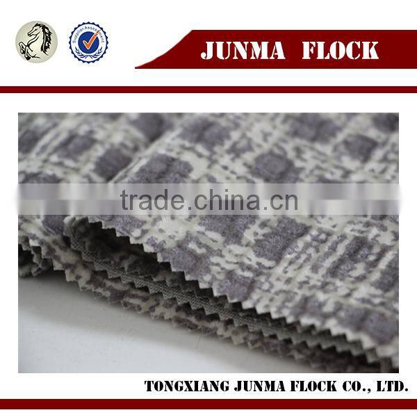 Manufacturer China Textile Fashion design check Floral pattern three proofing print flocking sofa fabric