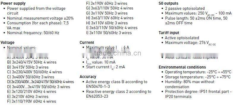 6A three phase 4 wires Energy Counter Algodue UEC1P5-4X