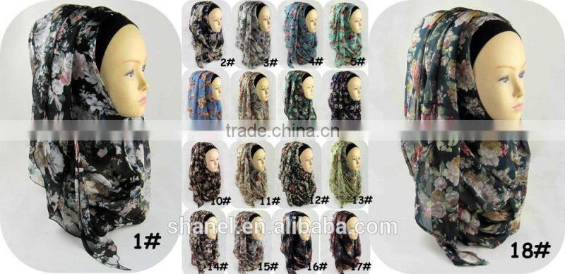 high quality chiffon printed scarf hijab